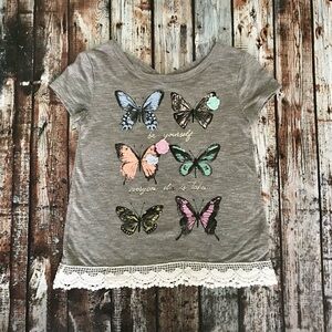 Mudd Butterfly Flower Cutout Back Knit Top ~ 7/8